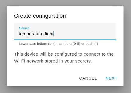 Name the configuration in ESPHome